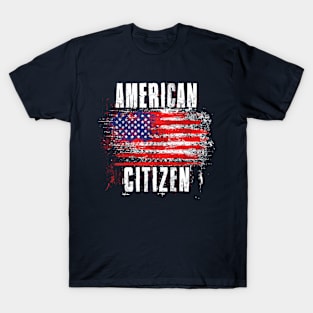 American Citizen Distressed Flag Design T-Shirt